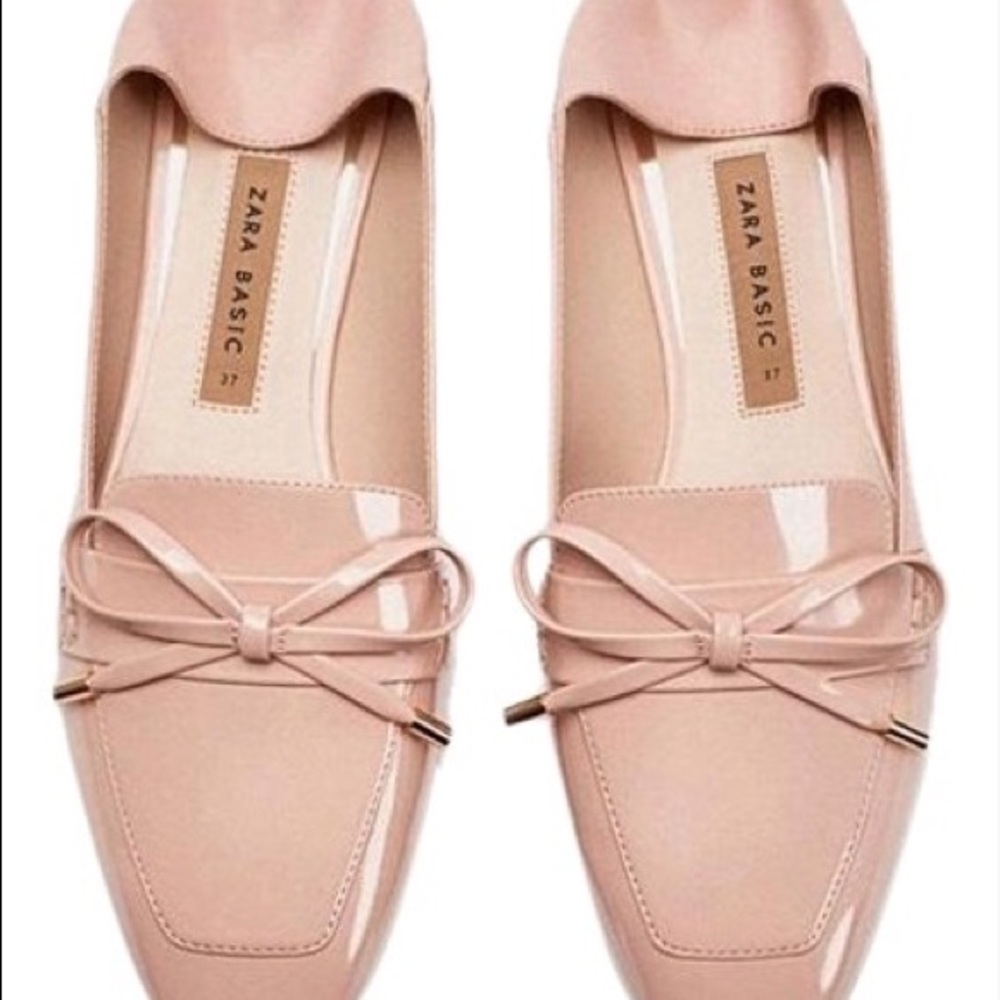 Zara Faux Leather Moccasins Flats Pink Size 8